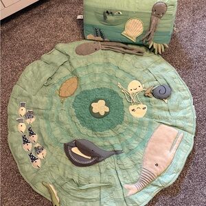 Crate&Barrel Green and Cream Learning Play Mat with Nature Theme